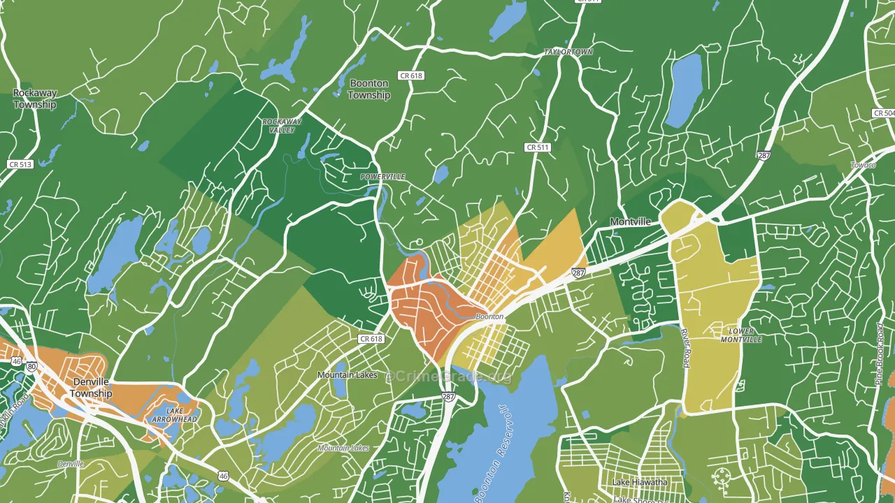 Boonton, NJ Map of Robbery Rates