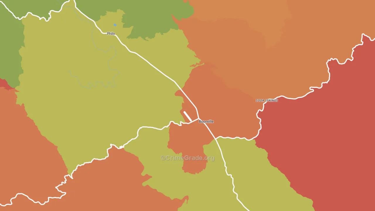 Boonville, CA Map of Robbery Rates