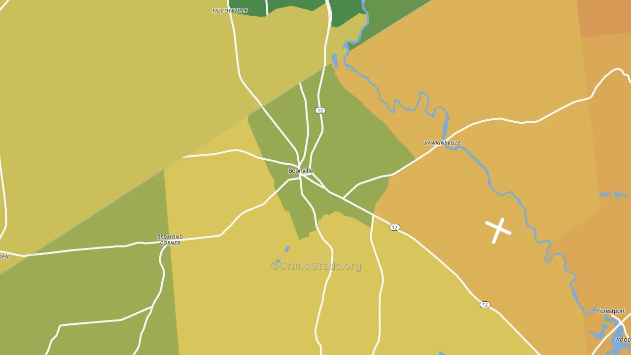 Boonville, NY Map of Robbery Rates