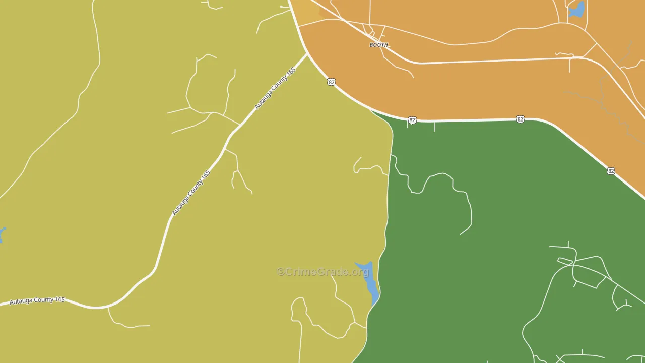 Booth, AL Map of Robbery Rates