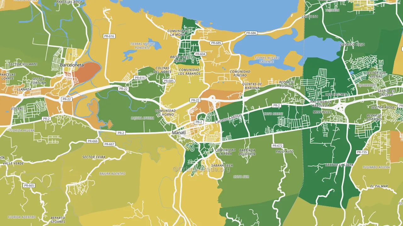 Boquillas, PR Map of Robbery Rates