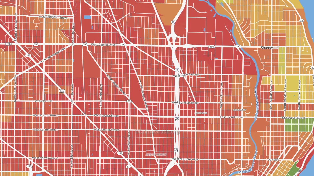 Borchert Field, Milwaukee, WI Map of Robbery Rates