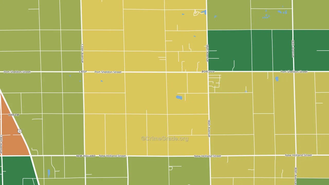 Borculo, MI Map of Robbery Rates