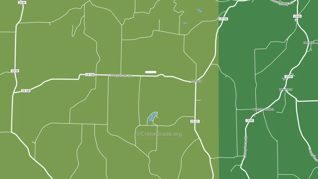 Borden, NY Map of Robbery Rates