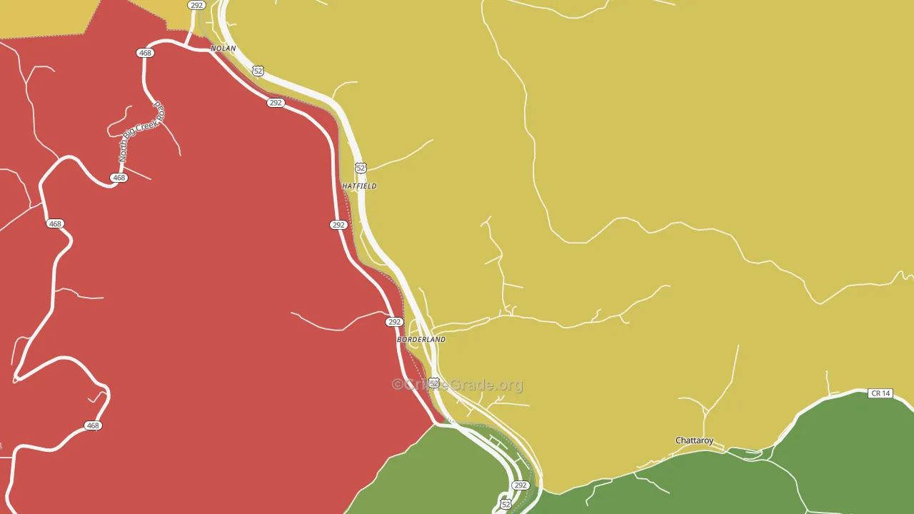 Borderland, WV Map of Robbery Rates