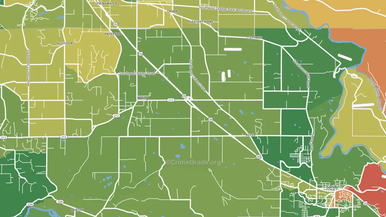 Boring, OR Map of Robbery Rates