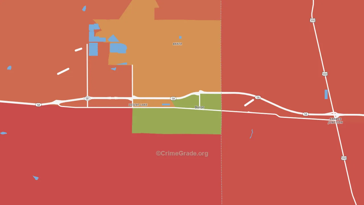 Boron, CA Map of Robbery Rates