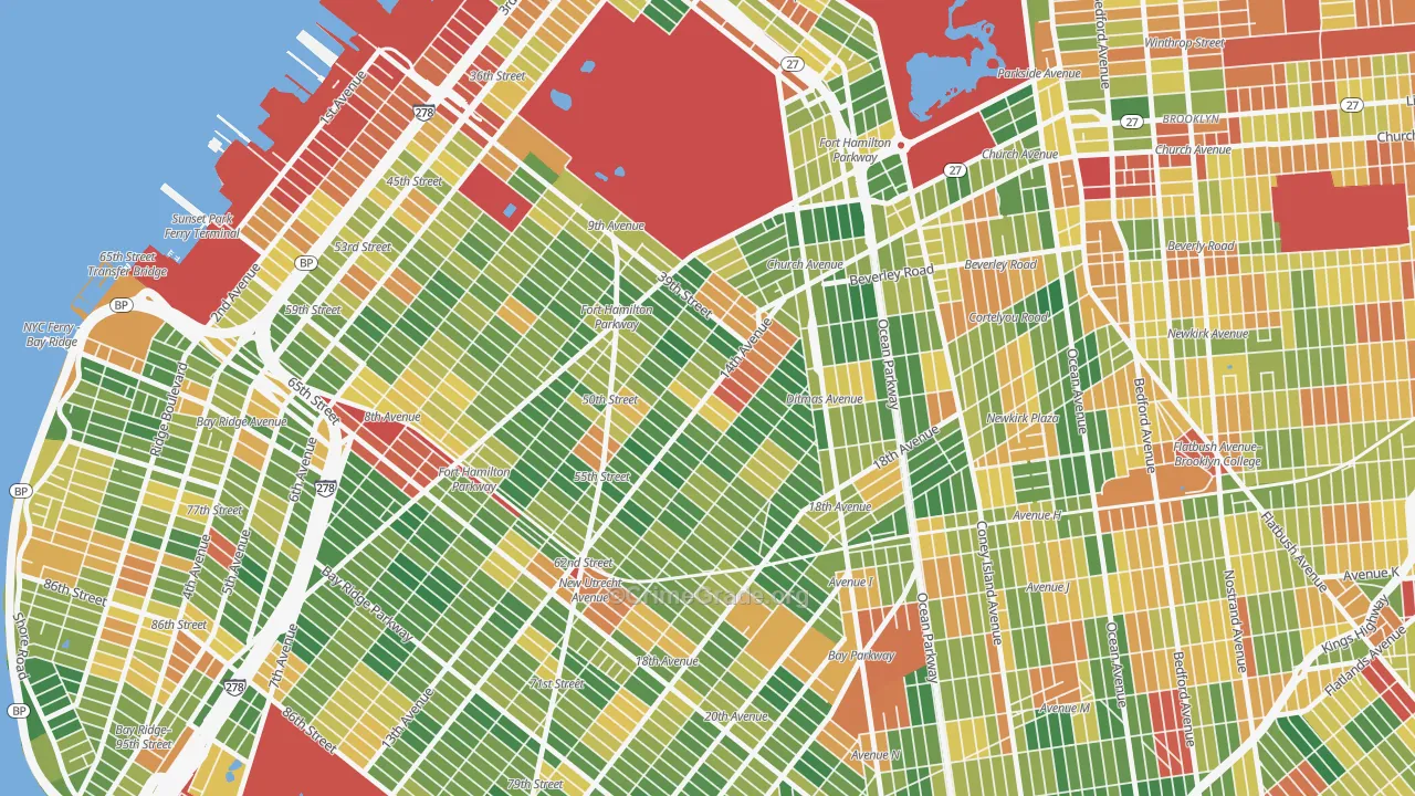 Borough Park, Brooklyn, NY Map of Robbery Rates