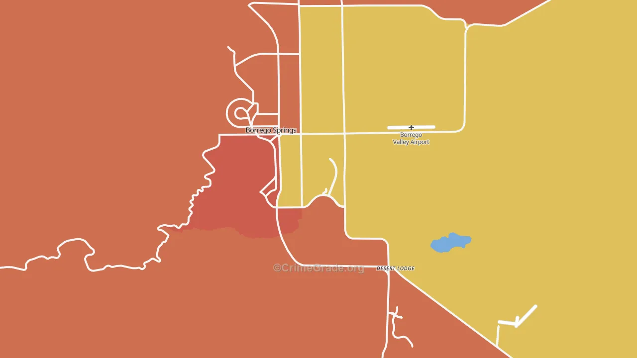Borrego Springs, CA Map of Robbery Rates