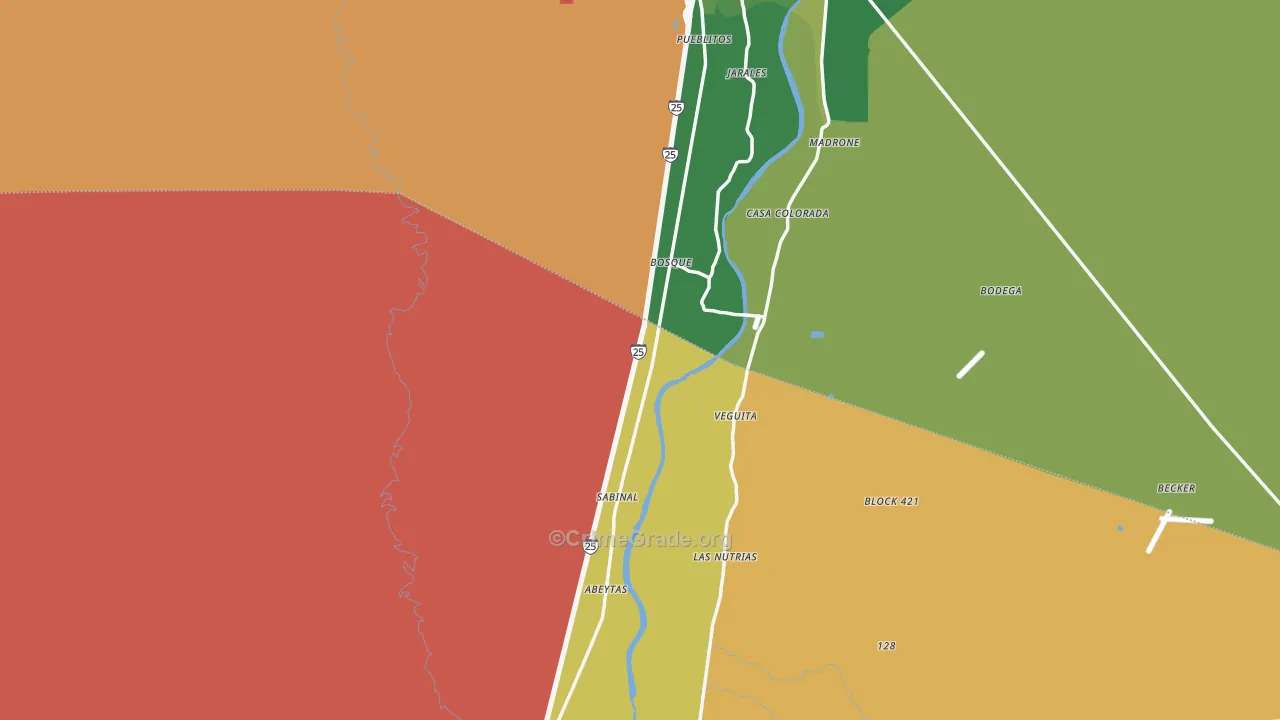 Bosque, NM Map of Robbery Rates