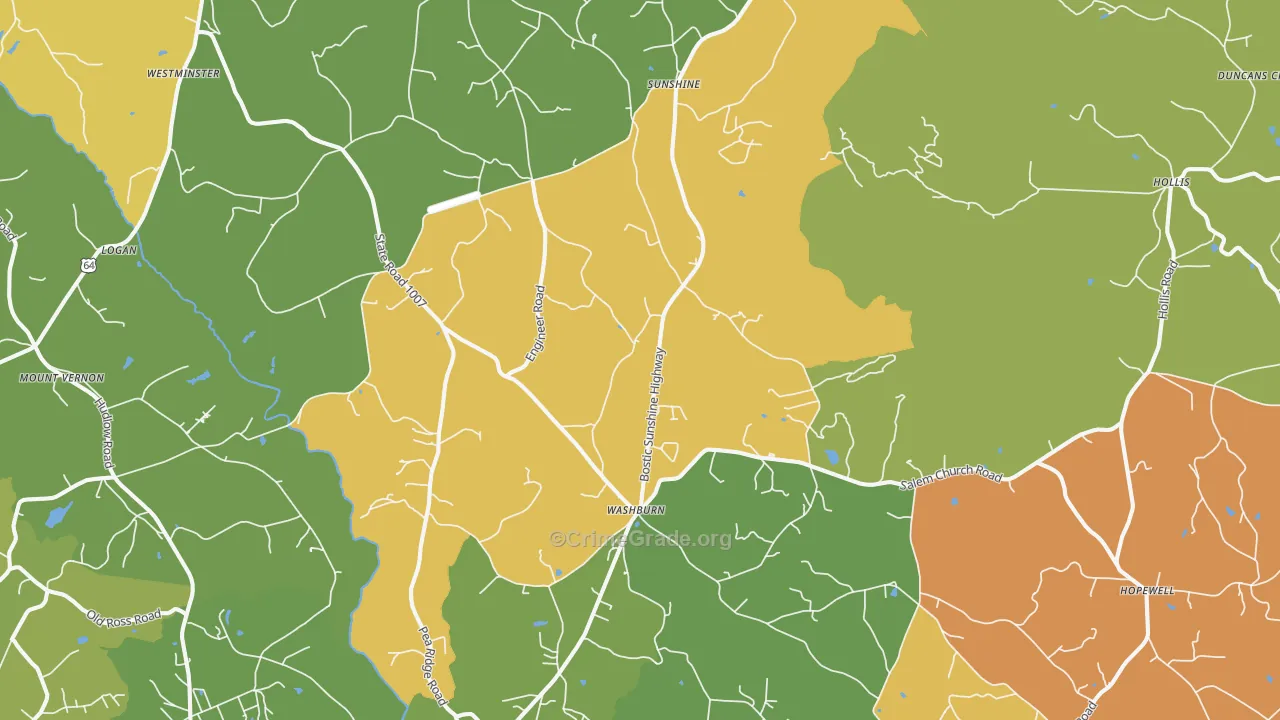 Bostic, NC Map of Robbery Rates