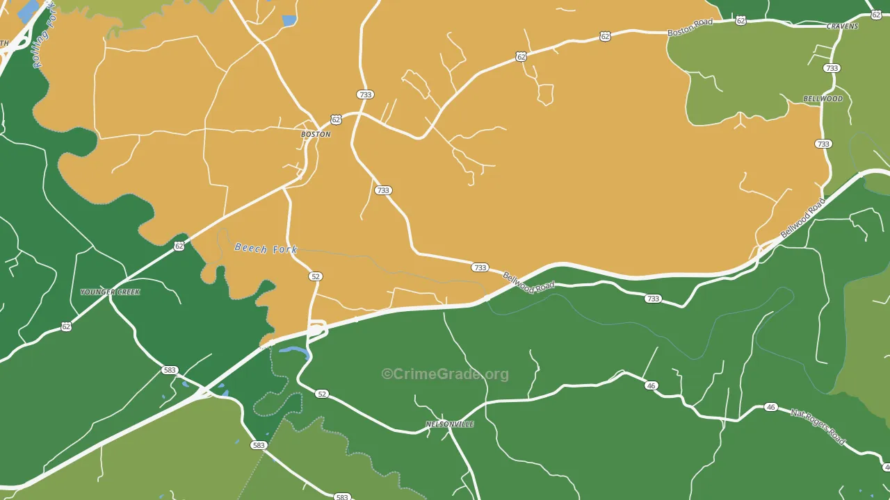 Boston, KY Map of Robbery Rates