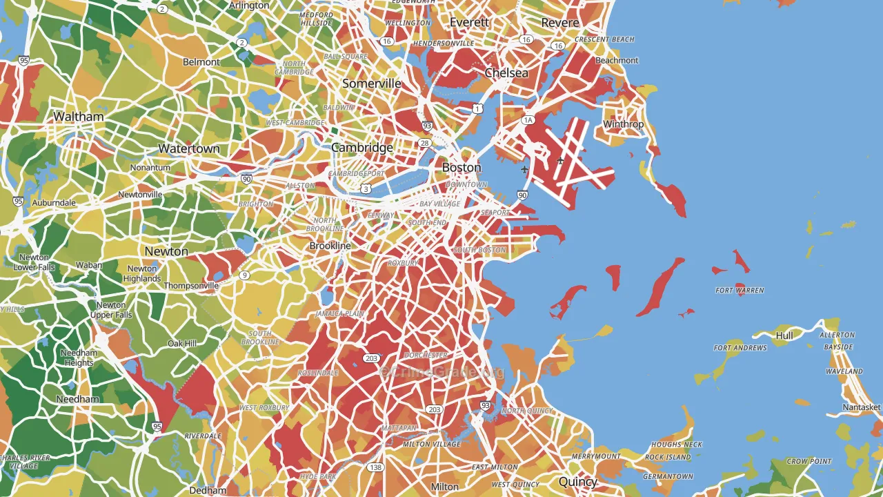 Boston, MA Map of Robbery Rates