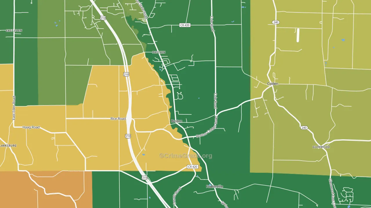 Boston, NY Map of Robbery Rates