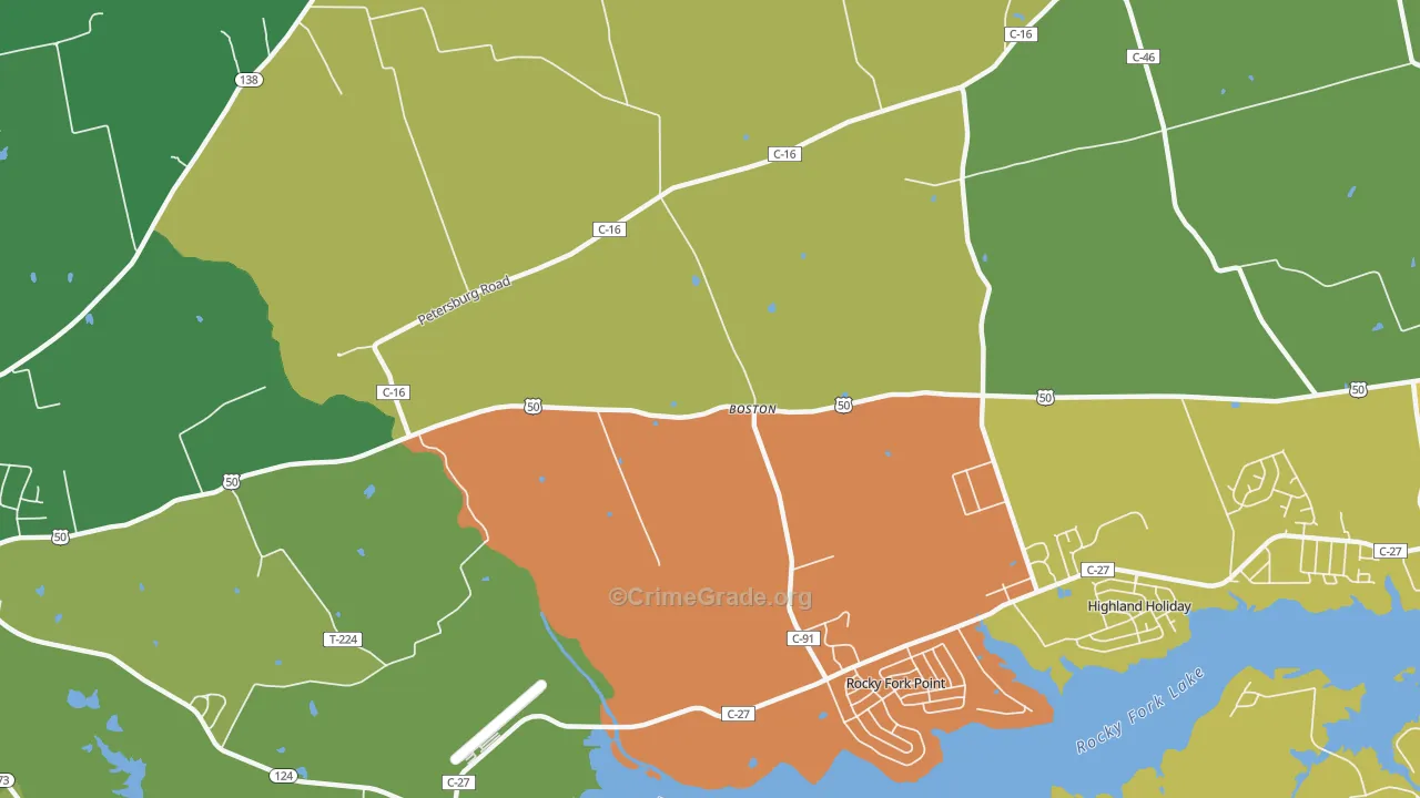 Boston, OH Map of Robbery Rates