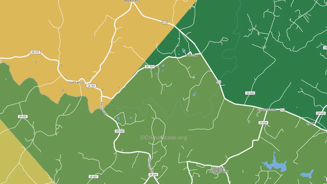 Boston, VA Map of Robbery Rates