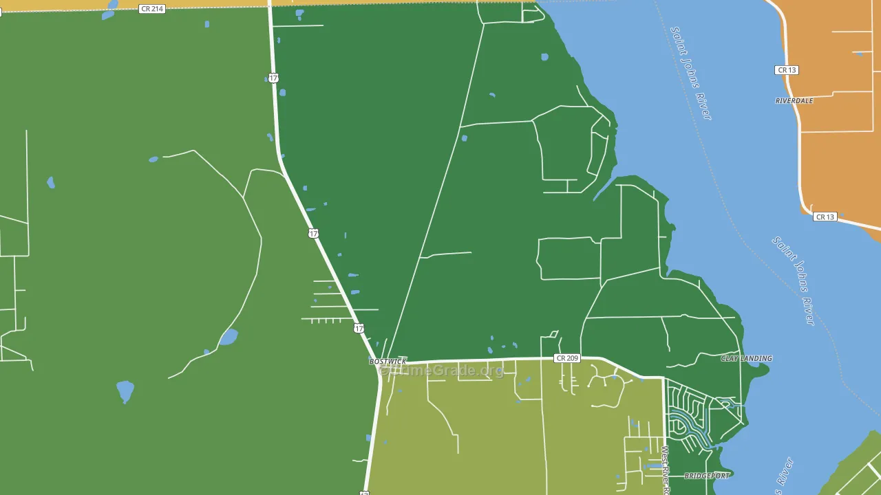 Bostwick, FL Map of Robbery Rates
