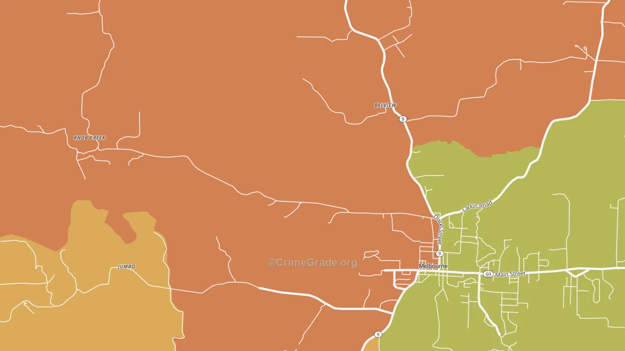 Boswell, AR Map of Robbery Rates