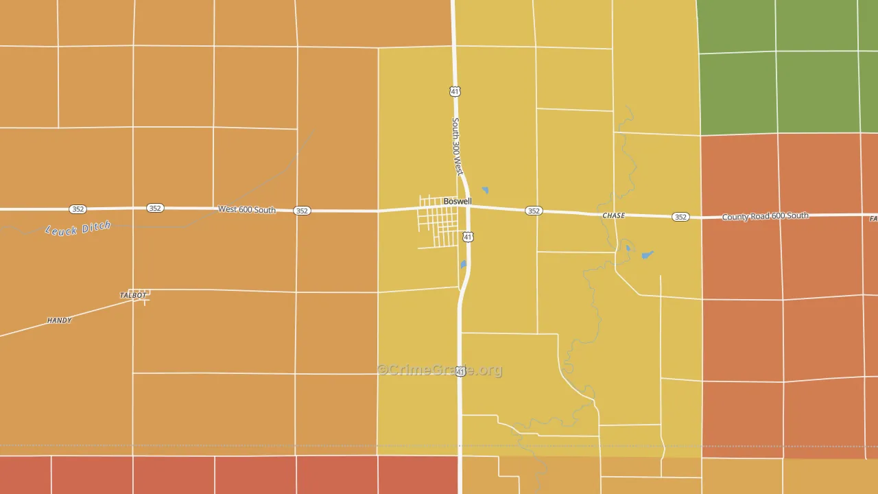 Boswell, IN Map of Robbery Rates