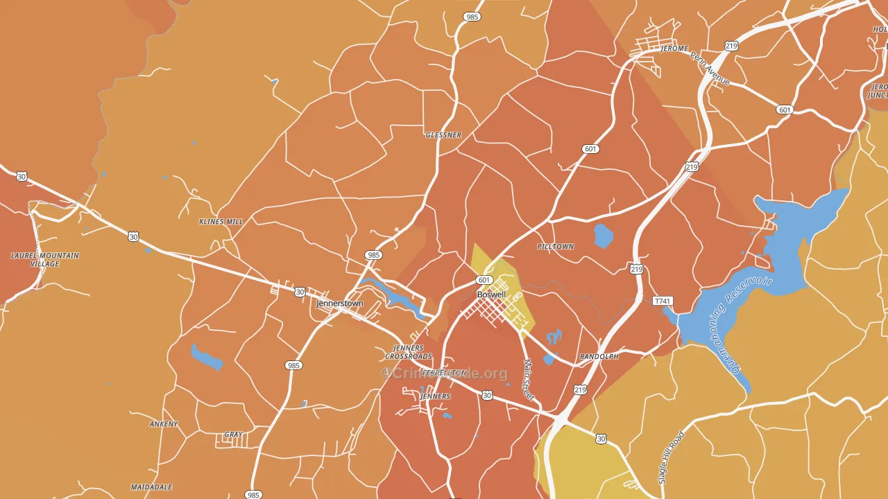 Boswell, PA Map of Robbery Rates