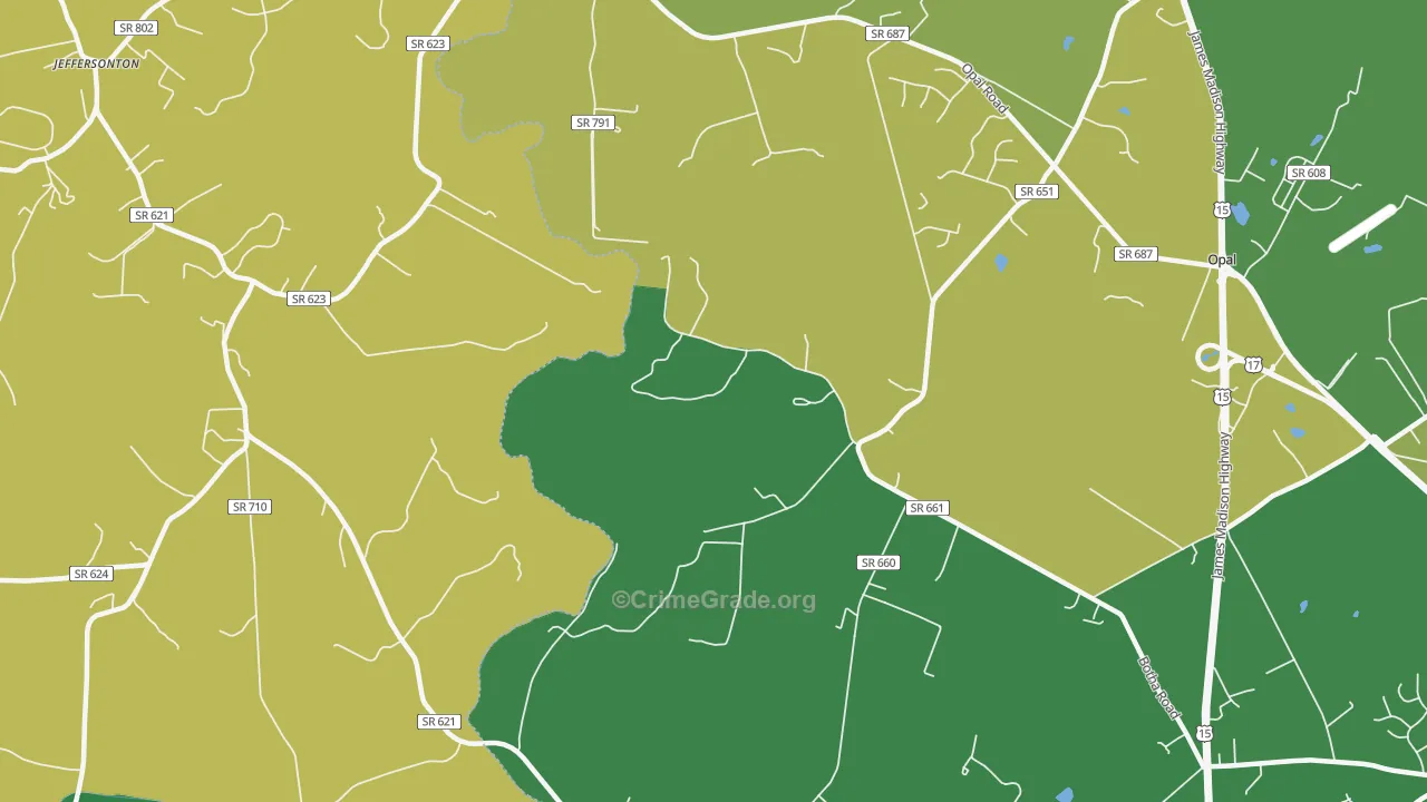 Botha, VA Map of Robbery Rates