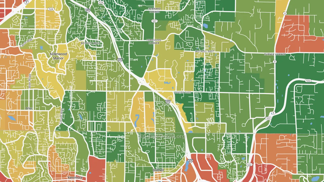 Bothell, WA Map of Robbery Rates