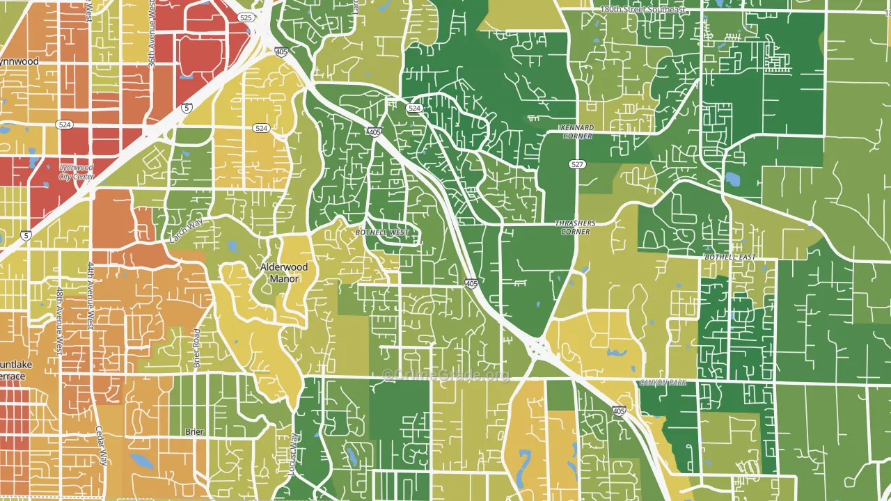 Bothell West, WA Map of Robbery Rates