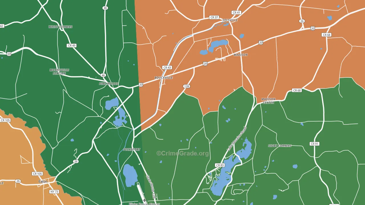Bouckville, NY Map of Robbery Rates