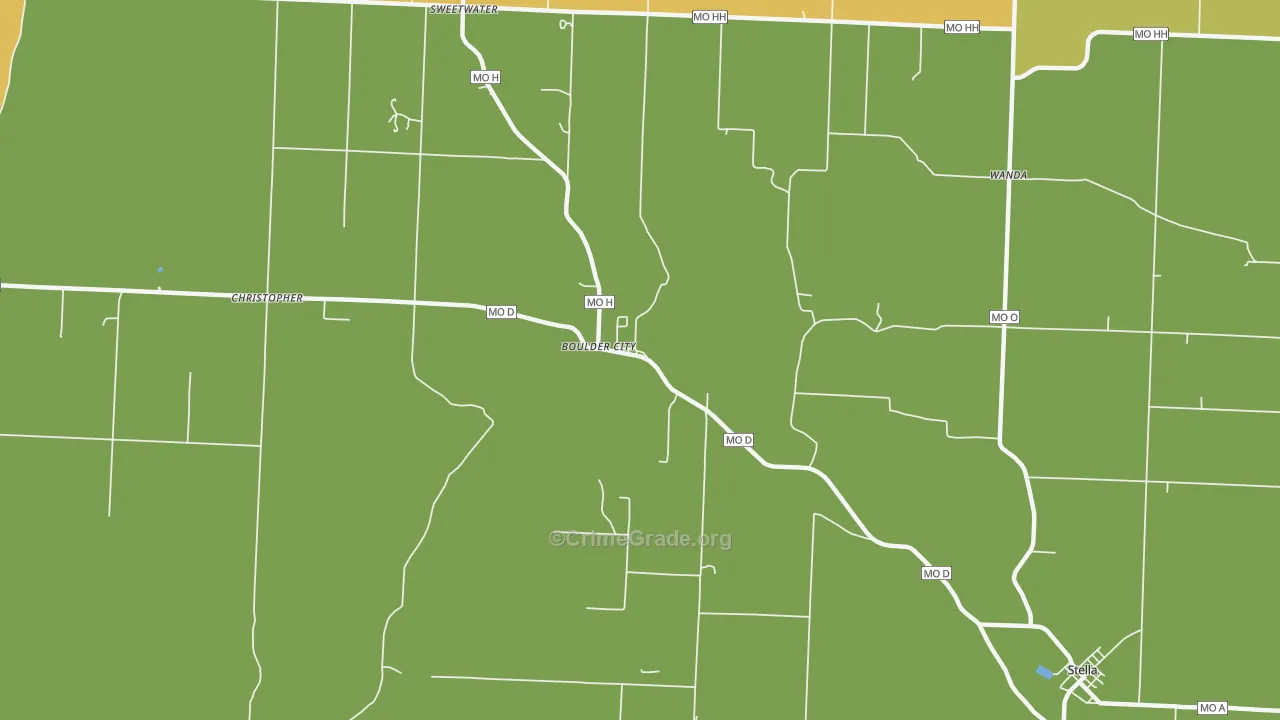 Boulder City, MO Map of Robbery Rates