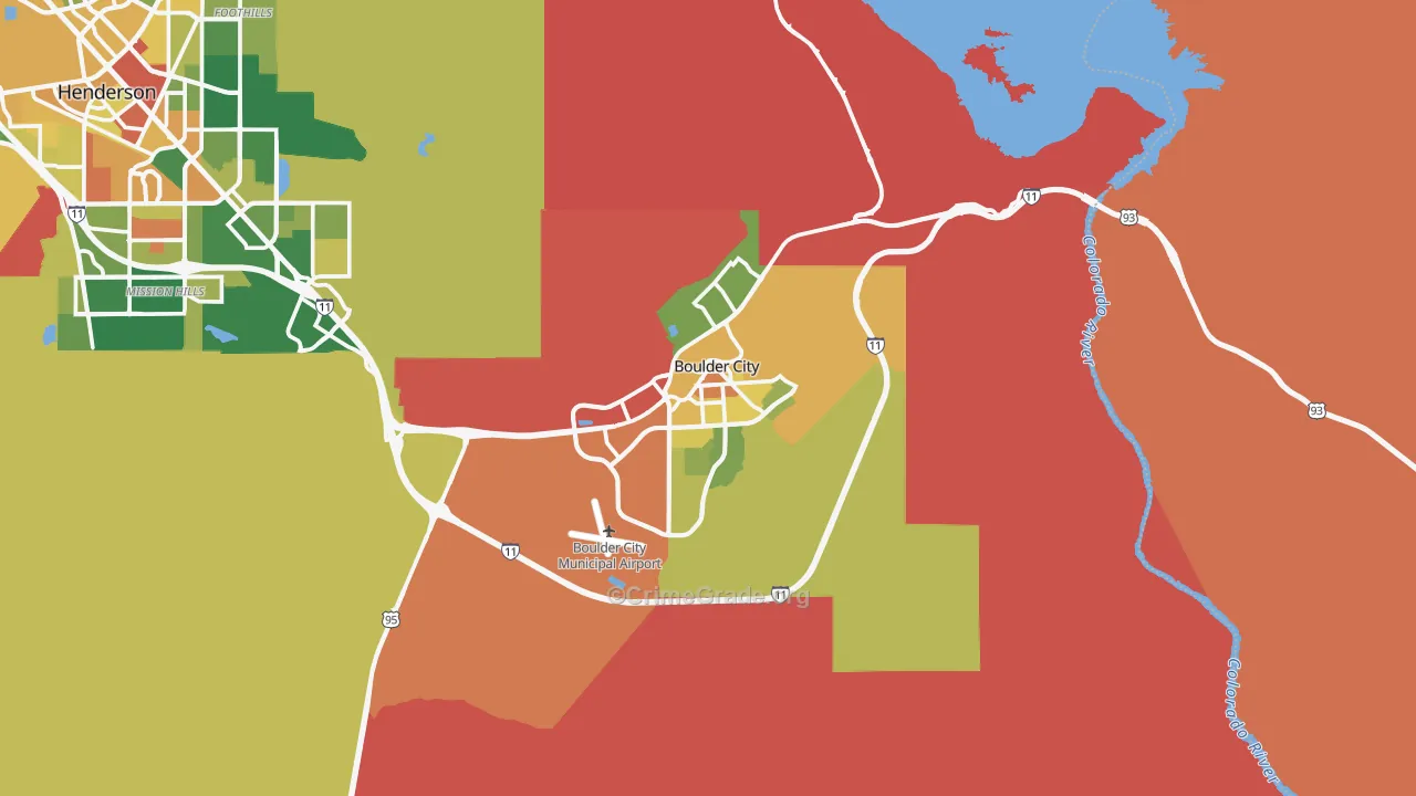 Boulder City, NV Map of Robbery Rates