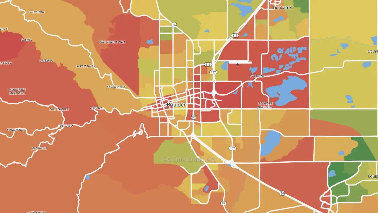 Boulder, CO Map of Robbery Rates