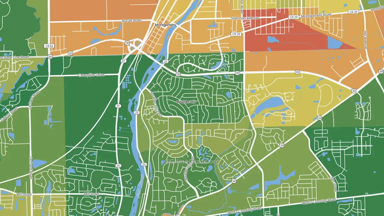 Boulder Hill, IL Map of Robbery Rates