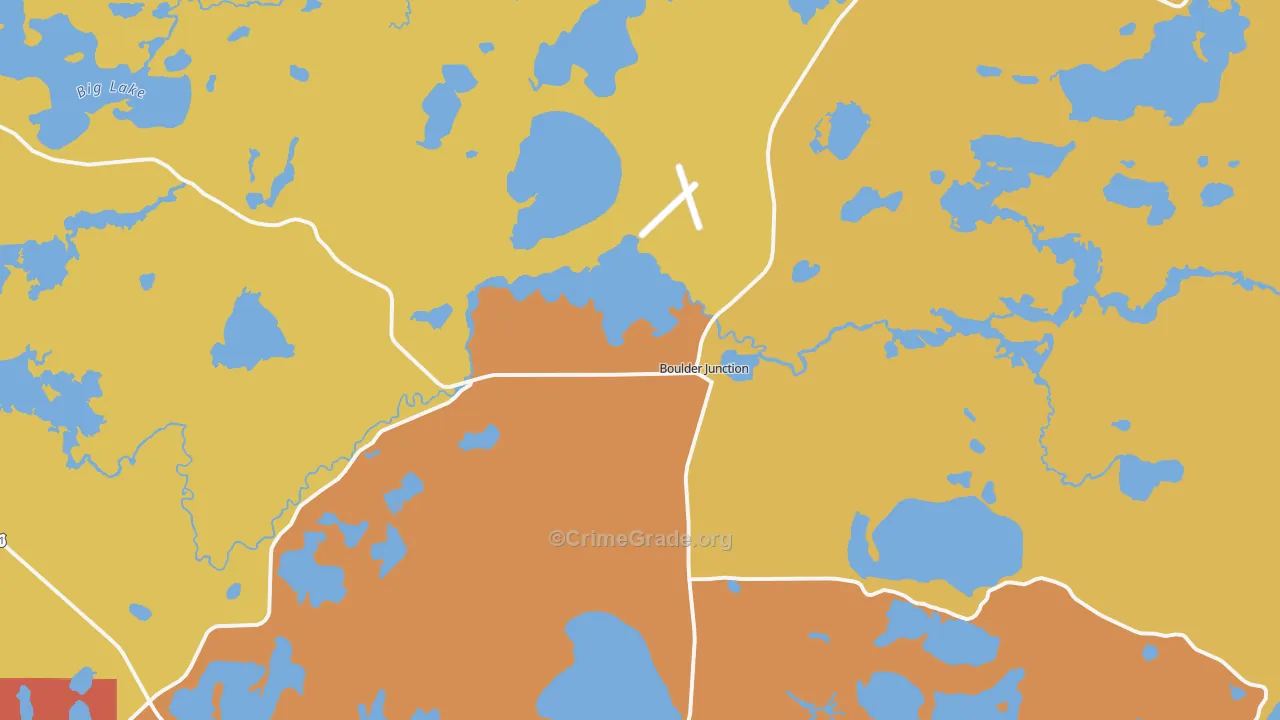 Boulder Junction, WI Map of Robbery Rates