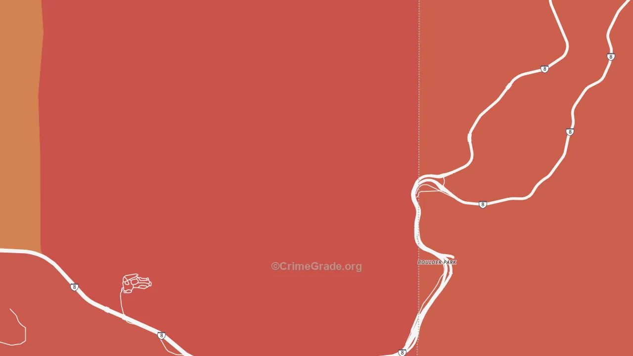 Boulder Park, CA Map of Robbery Rates