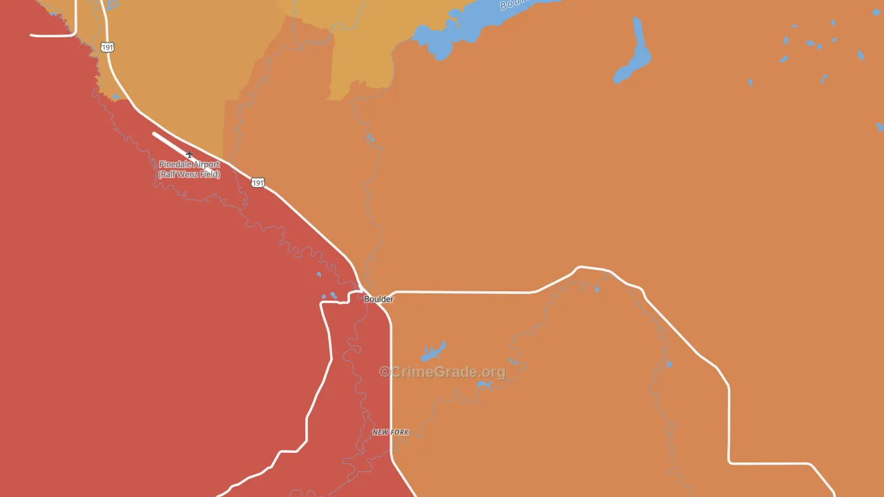Boulder, WY Map of Robbery Rates