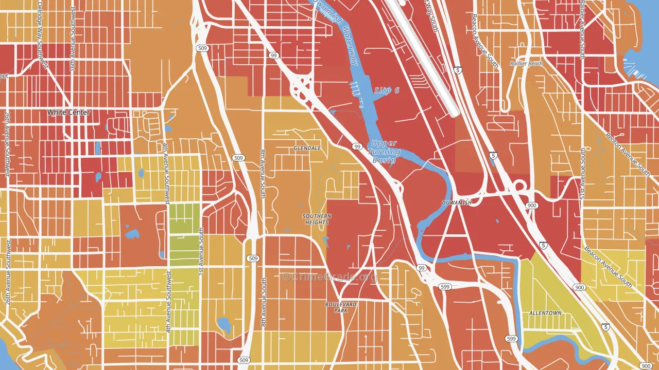 Boulevard Park, WA Map of Robbery Rates