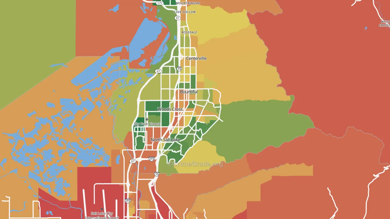 Bountiful, UT Map of Robbery Rates