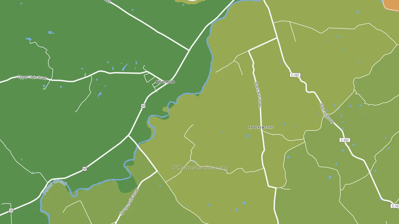 Bourneville, OH Map of Robbery Rates