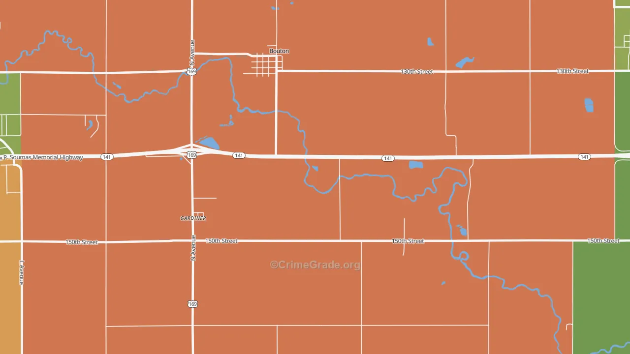 Bouton, IA Map of Robbery Rates