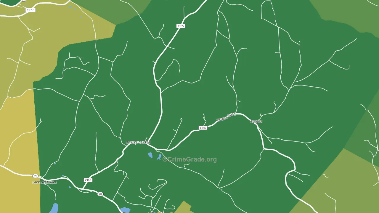 Bovina Center, NY Map of Robbery Rates
