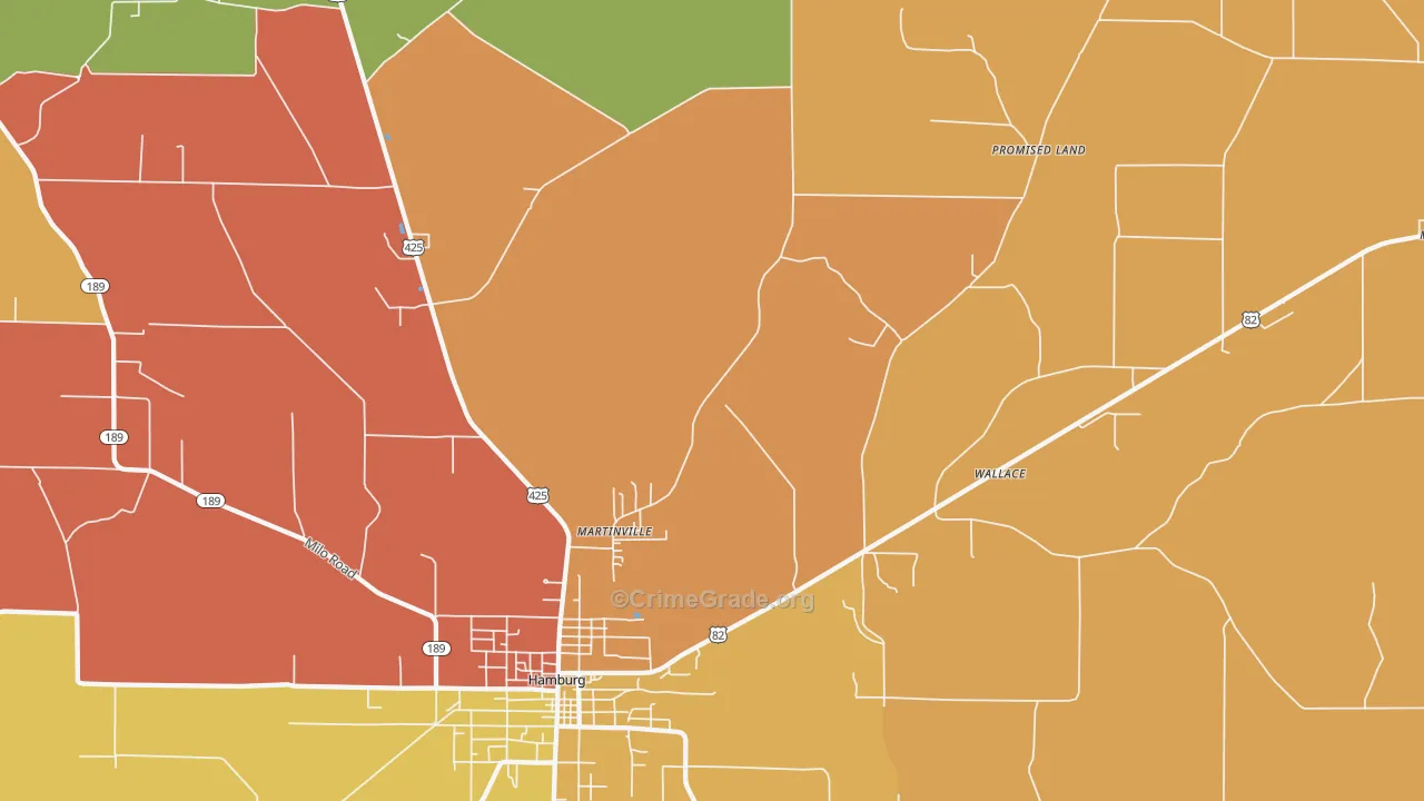 Bovine, AR Map of Robbery Rates