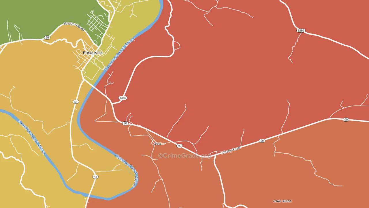 Bow, KY Map of Robbery Rates