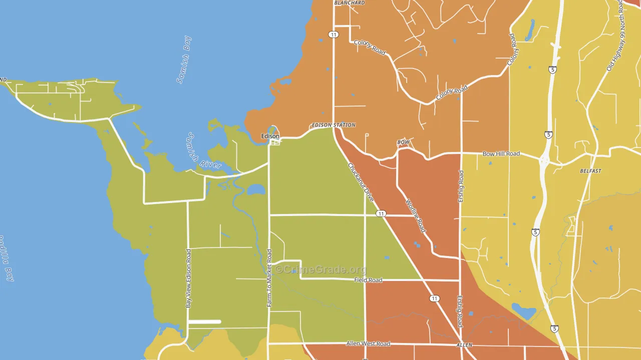 Bow, WA Map of Robbery Rates