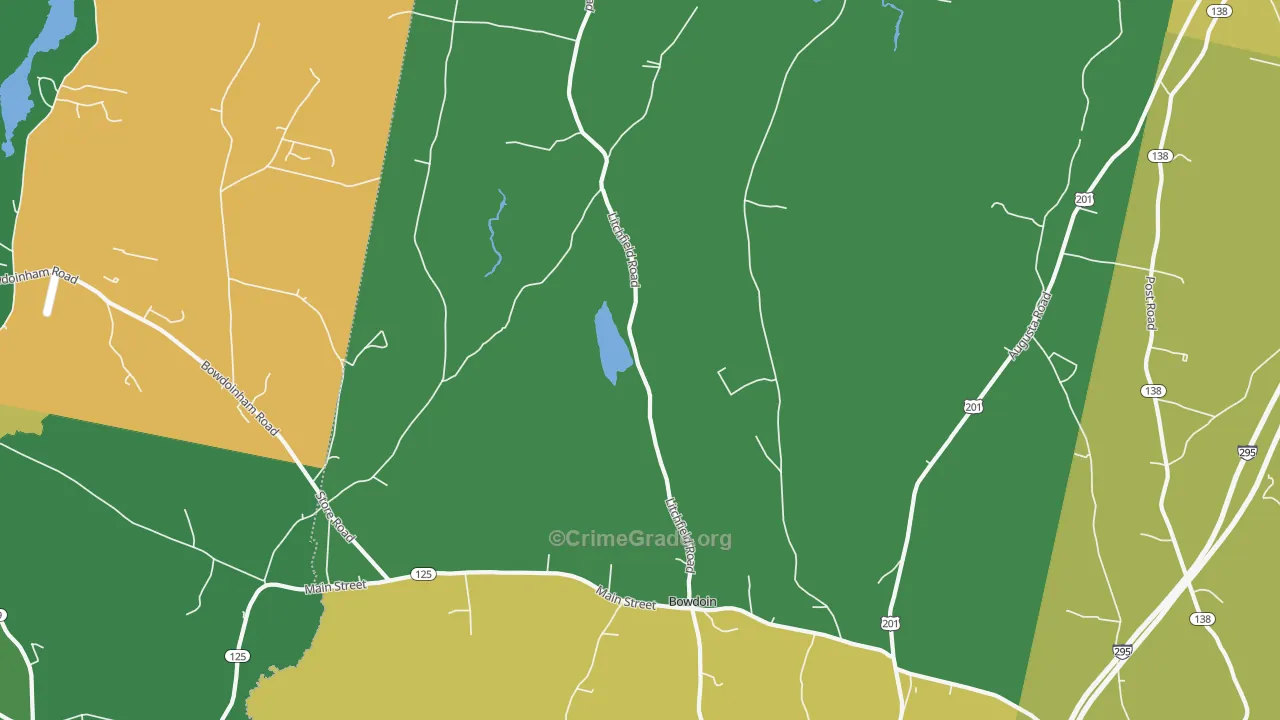 Bowdoin, ME Map of Robbery Rates