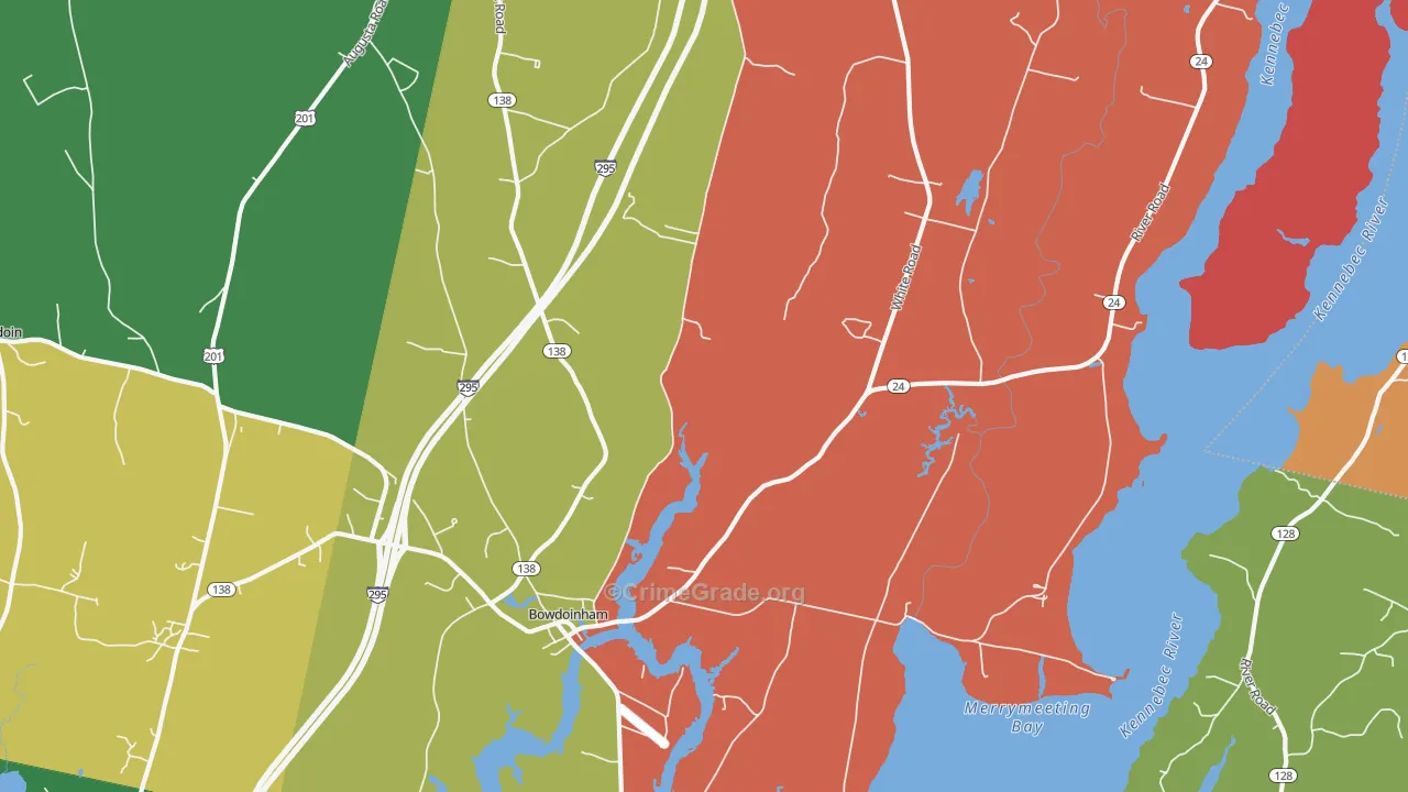 Bowdoinham, ME Map of Robbery Rates