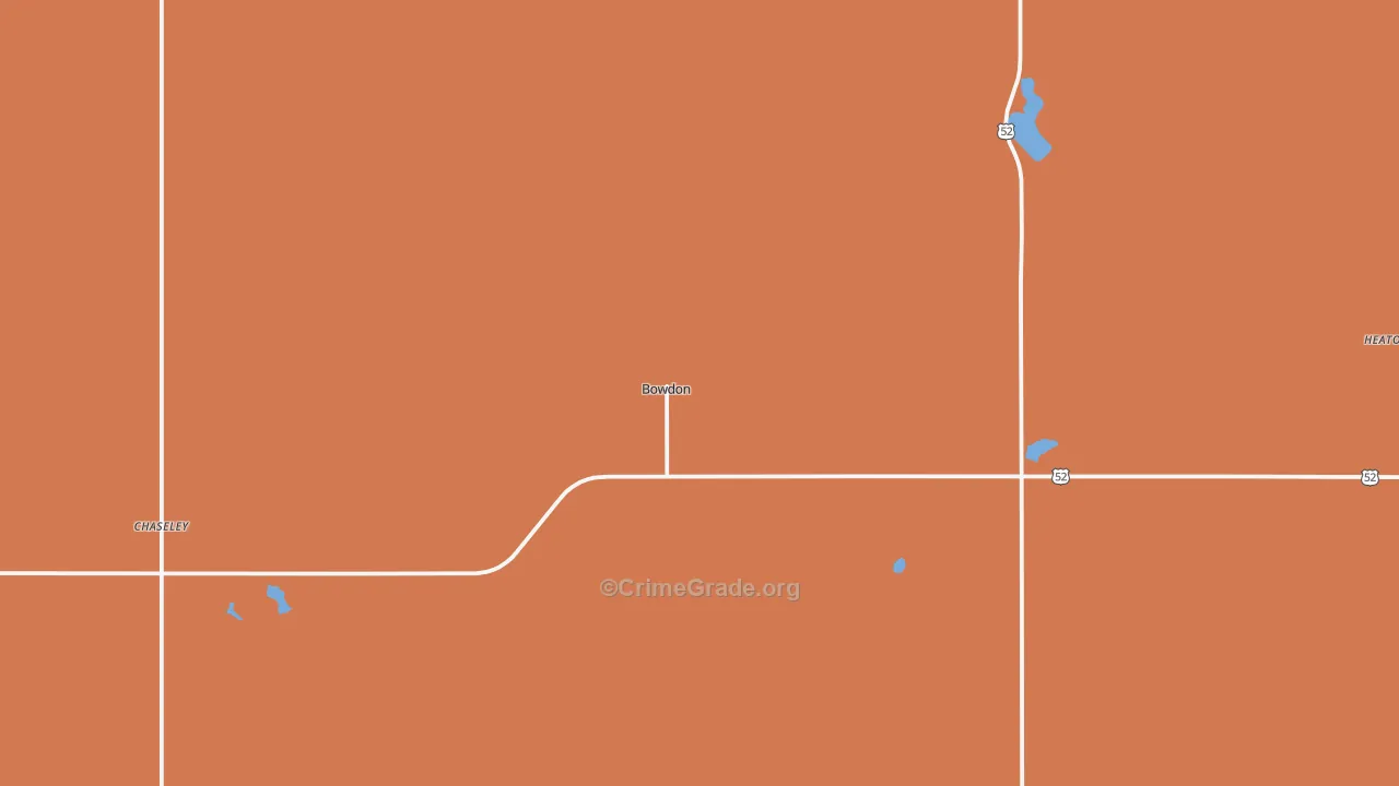 Bowdon, ND Map of Robbery Rates