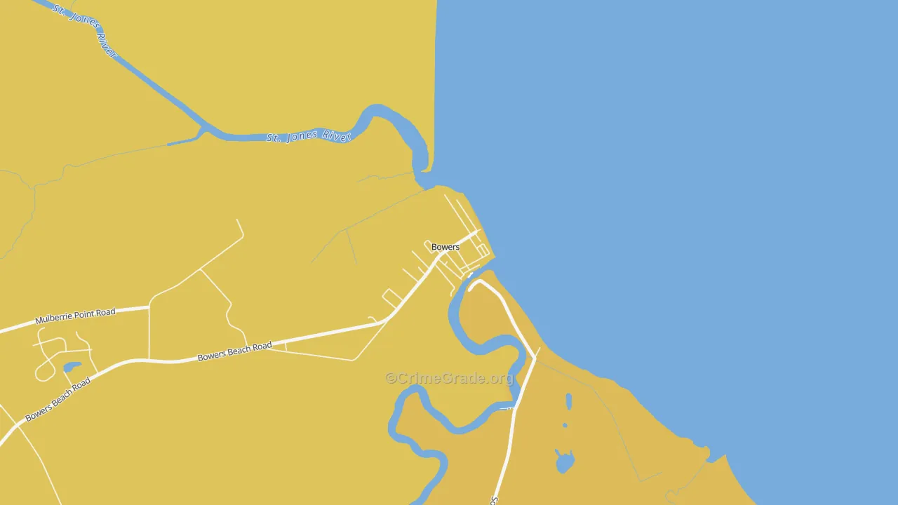 Bowers, DE Map of Robbery Rates