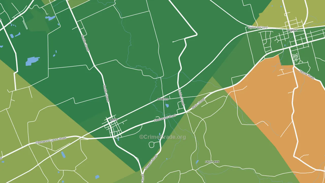 Bowers, PA Map of Robbery Rates