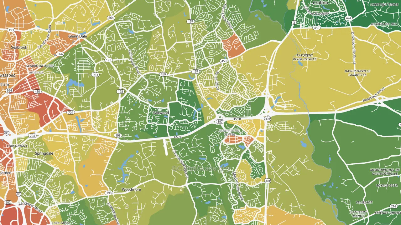 Bowie, MD Map of Robbery Rates