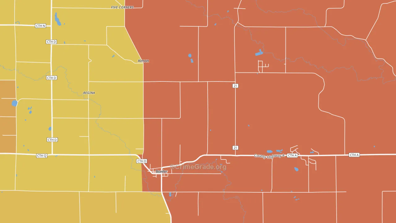Bowler, WI Map of Robbery Rates